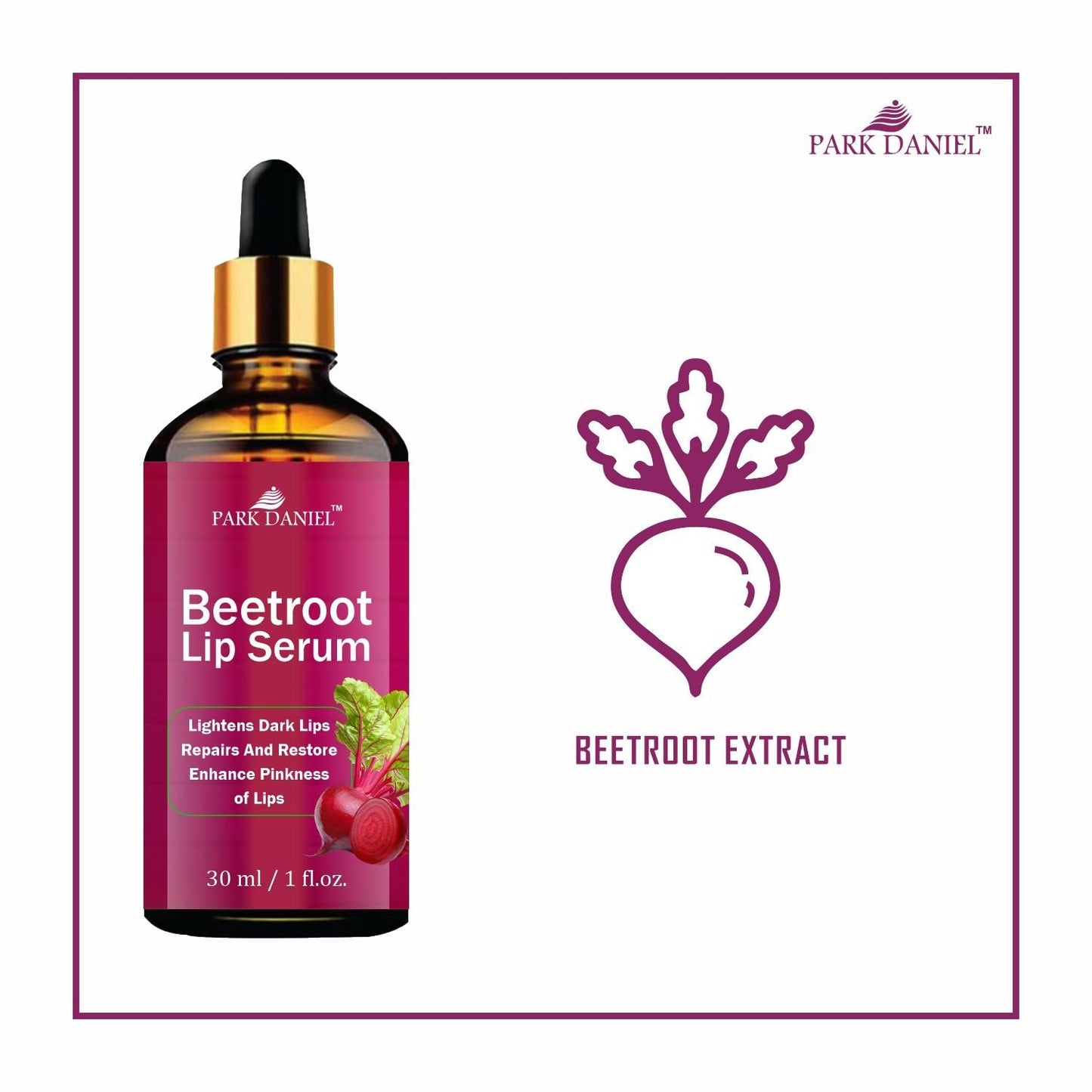 Park Daniel Beetroot Lip Serum Oil- For Soft and Shiny Lips (30ml)